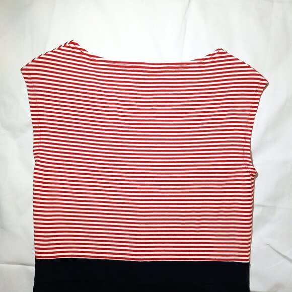 LL Bean Sleeveless Pullover Ladies Dress Red Stripe Navy Blue Stretch Size S - Picture 5 of 10